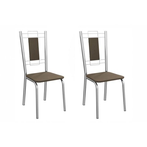 Cadeira Sala de Jantar Florença 2c005cr Aço Kit 2 Un Cromado/suede Cappuccino - Kappesberg