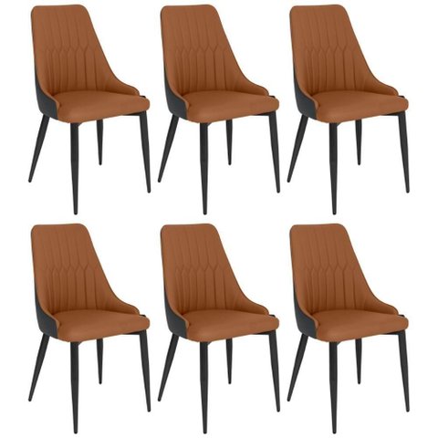 Kit 6 Cadeiras de Jantar Estofada Torino Design Italiano Costuras Geométricas Base em Metal -