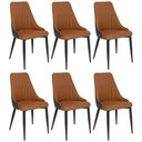 Ver imagem 1 de Kit 6 Cadeiras de Jantar Estofada Torino Design Italiano Costuras Geométricas Base em Metal -