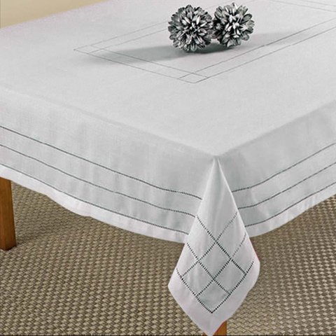Toalha de Mesa Retangular 180x220cm Ponto Ajour 331 - Rafimex Branca