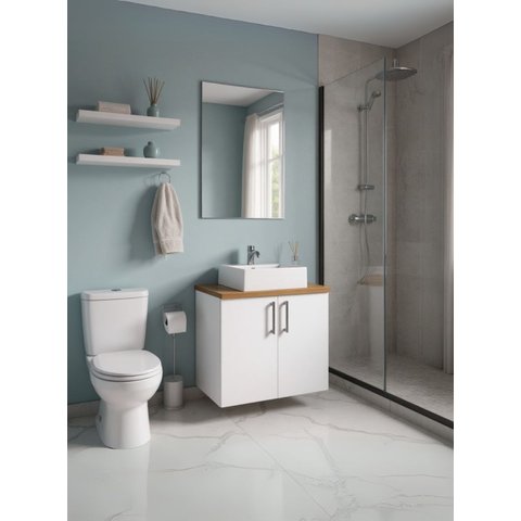 Gabinete para Banheiro com Cuba e Espelho 60cm Mdf Freijo com Branco Paris - On Móveis
