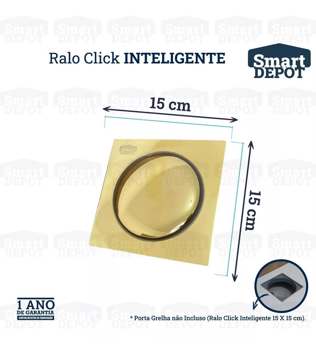 Ralo Click Inteligente 15x15 Inox Quadrado Dourado Banheiro - 9