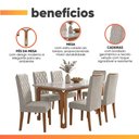 Ver imagem 3 de Conjunto de Jantar Nadine Bele 6 Lugares Tampo MDF com Vidro Madeirado e Bege Mesa 160cm Viero