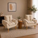 Ver imagem 1 de Kit 2 Poltronas Decorativa Estofada Sala Quarto Escritório Opala Madeira