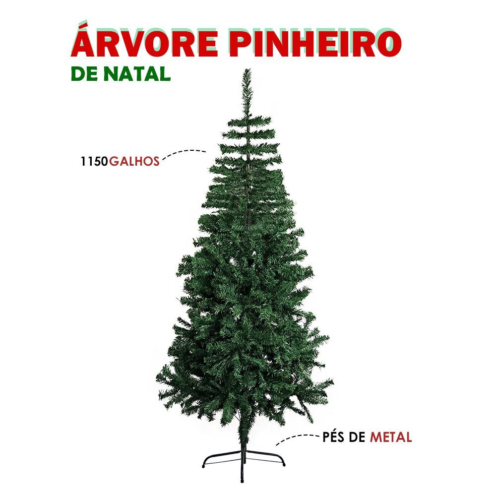 Árvore de Natal Pinheiro Luxo 2,10 Altura 1.150 Galhos - 6