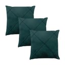 Ver imagem 1 de Kit 3 Capas para Almofada Drapeada Veludo Quadrada Várias Cores Cor:verde Escuro