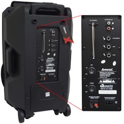 Caixa Som Amplificada Portátil Bluetooth 700W Rms Mp3 USB LED Tws Aca 780 Vulcano 2 Microfones - 5