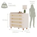 Ver imagem 3 de Cômoda Clássica para Quarto de Bebê 4 Gavetas Aurora Bege/Areia/Jequitibá