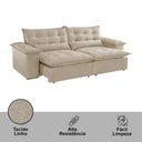 Ver imagem 4 de Sofá Retrátil e Reclinável 290cm Alice Braço 25cm em Linho Meu Sofá Online