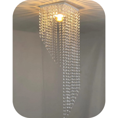 Lustre Pendente Luminária Cristal Acrílico de Alto Brilho, 17x63. Reflezzo Lustres e Decoração.⁹