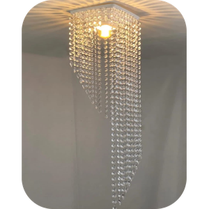 Lustre Pendente Luminária Cristal acrílico de ALTO BRILHO, 17x63. Reflezzo lustres e decoração.⁹