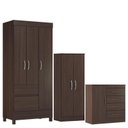 Ver imagem 1 de Guarda Roupa Solteiro Wind com Multiuso Viena com Cômoda Montevidéu Café Touch - Demóbile