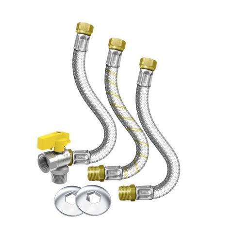 Kit Instalacao Aquecedores a Gas Flexiveis 1/2(m) X 1/2(f) - Big 40cm - Branco - Roco -