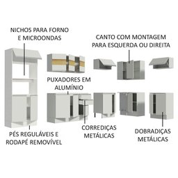 Armário de Cozinha Completa de Canto 100% MDF 448cm Branco Smart Madesa 01 - 5