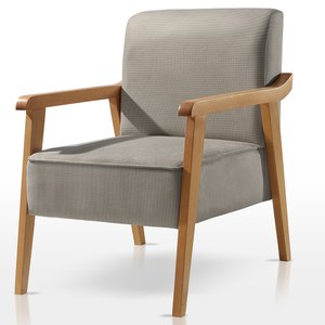 Poltrona Decorativa Sala Estar Linho Cinza Medio Lia