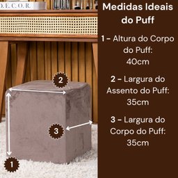 Capa de Puff Quadrado Avulsa Lisa Ajustável com Elástico - Tecido Veludo Suede Decoração Banquinho L - 4