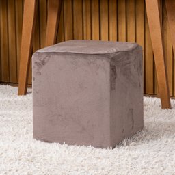 Capa de Puff Quadrado Avulsa Lisa Ajustável com Elástico - Tecido Veludo Suede Decoração Banquinho L - 1