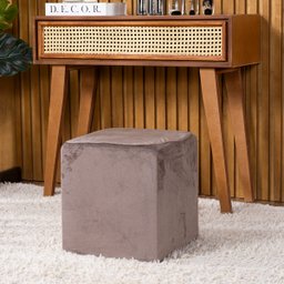 Capa de Puff Quadrado Avulsa Lisa Ajustável com Elástico - Tecido Veludo Suede Decoração Banquinho L - 2