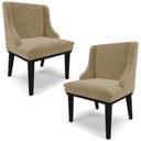 Ver imagem 1 de Kit 2 Cadeiras Decorativas Sala de Jantar Base Fixa de Madeira Firenze Suede Nude/Preto G19 - Gran B