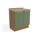 Ver imagem 1 de Balcão Cozinha P/ Cooktop C/ Tampo Botanic M623 C/ 2 Portas 80cm Nogueira/oliva/nogueira -