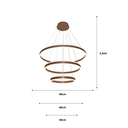 Ver imagem 4 de Lustre Pendente Φ40×φ60×φ80cm 226w 3000k 22600lm Bivolt Metal Escovado Marrom+acrilico Cabo: 4mt