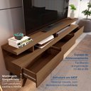 Ver imagem 5 de Rack para TV até 75 Polegadas 100% MDF 217cm Pés em Madeira Maciça Yucca Marrom Cedro