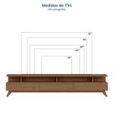 Ver imagem 4 de Rack para TV até 75 Polegadas 100% MDF 217cm Pés em Madeira Maciça Yucca CabeCasa MadeiraOriginals Marrom Cedro