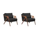 Ver imagem 1 de Kit 2 Poltronas Decorativa Mona Luxo Veludo Preto Base Madeira Maciça