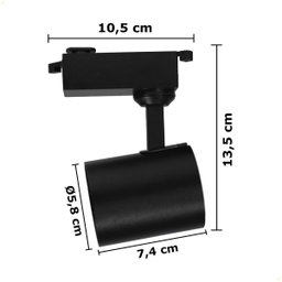 Trilho Eletrificado 1 Metro 3 Spots Led 7w 3000k Bivolt Preto - 4