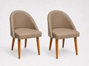 Ver imagem 2 de Kit 2 Cadeiras Lua Estofada Moderna Sala de Jantar Suede Cappuccino