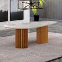 Ver imagem 3 de Mesa de Jantar Belle 200x100 Orgânica com Vidro Cinamomo Off-white - Leifer