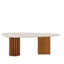 Ver imagem 1 de Mesa de Jantar Belle 200x100 Orgânica com Vidro Cinamomo Off-white - Leifer