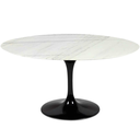 Ver imagem 1 de Mesa de Jantar Saarinen Oval 120x80 Cm Mármore Branco Extra Base Preta Linn Design Mesa de Jantar Sa