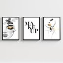 Ver imagem 1 de Kit 3 Quadros Decorativos Makeup Maquiagem 24x18cm:madeira Branca