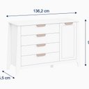 Ver imagem 3 de Comoda para Quarto Infantil 4 Gavetas Porta com Cabideiro Theo Branco/Neve/Renda
