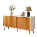 Ver imagem 4 de Buffet Aparador Cor Off White com Nature Portas de Correr Modelo Ripado Tampo em Mdf