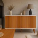 Ver imagem 3 de Buffet Aparador Cor Off White com Nature Portas de Correr Modelo Ripado Tampo em Mdf