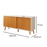 Buffet Aparador Cor Off White com Nature Portas de Correr Modelo Ripado Tampo em Mdf - 2