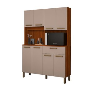 Armario Cozinha Completo Moderno Jade 8 Portas:bege