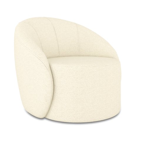 Poltrona Decorativa Orgânica Giratória Lua Linho Bege D03 - D’Rossi