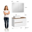 Ver imagem 3 de Gabinete para Banheiro com Cuba e Espelheira 100cm Toronto Yescasa Branco/Carvalho