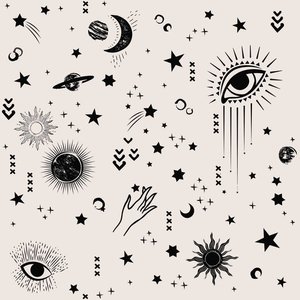 Papel de Parede Temático Astrologia Fundo Bege - 2,50x0,50m