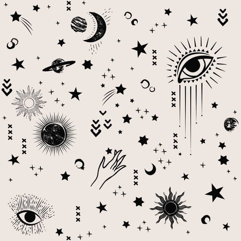 Papel de Parede Temático Astrologia Fundo Bege - 2,50x0,50m