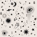Ver imagem 1 de Papel de Parede Temático Astrologia Fundo Bege - 2,50x0,50m