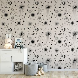 Papel de Parede Temático Astrologia Fundo Bege - 2,50x0,50m - 2
