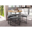 Ver imagem 1 de Mesa para Cozinha Li038 C/tampo Madeirado 90 Cm + 4 Banquetas Freijó/preto Fosco - Kappesberg