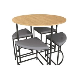 Mesa para Cozinha Li038 C/tampo Madeirado 90 Cm + 4 Banquetas Freijó/preto Fosco - Kappesberg - 5
