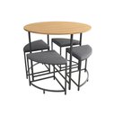 Ver imagem 4 de Mesa para Cozinha Li038 C/tampo Madeirado 90 Cm + 4 Banquetas Freijó/preto Fosco - Kappesberg