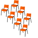 Ver imagem 2 de Kit 7 Cadeiras Iso Fixa Empilhável Escola Igreja Salão:laranja