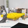 Sofa Cama Casal Futon Oriental Amarelo Com Madeira Maciça. - 7